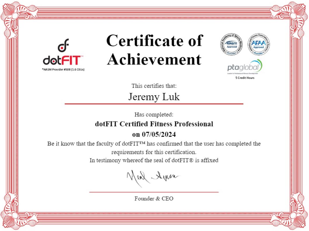 dotFit Certified Fitness